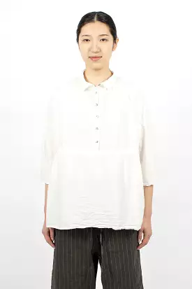 12_117 Milk Drawstring Collar Shirt