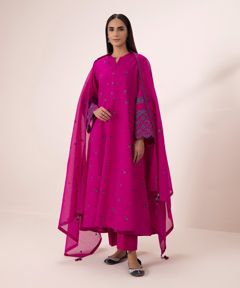 3 Piece Jacquard Suit with Embroidery