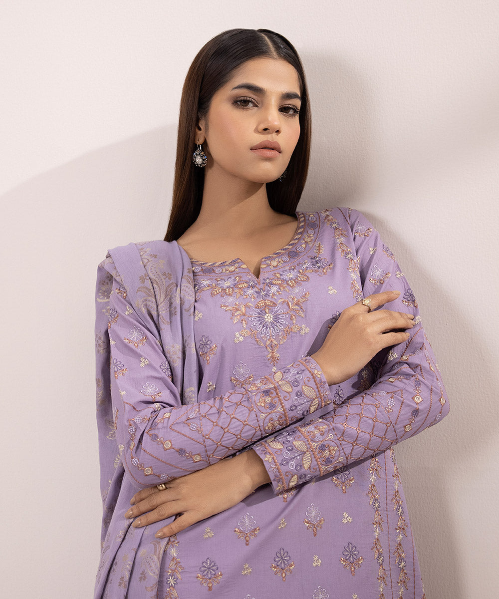 3 Piece Lawn Suit with Embroidery