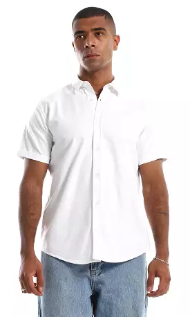 97850 Plain White Buttoned Short Sleeve Shirt