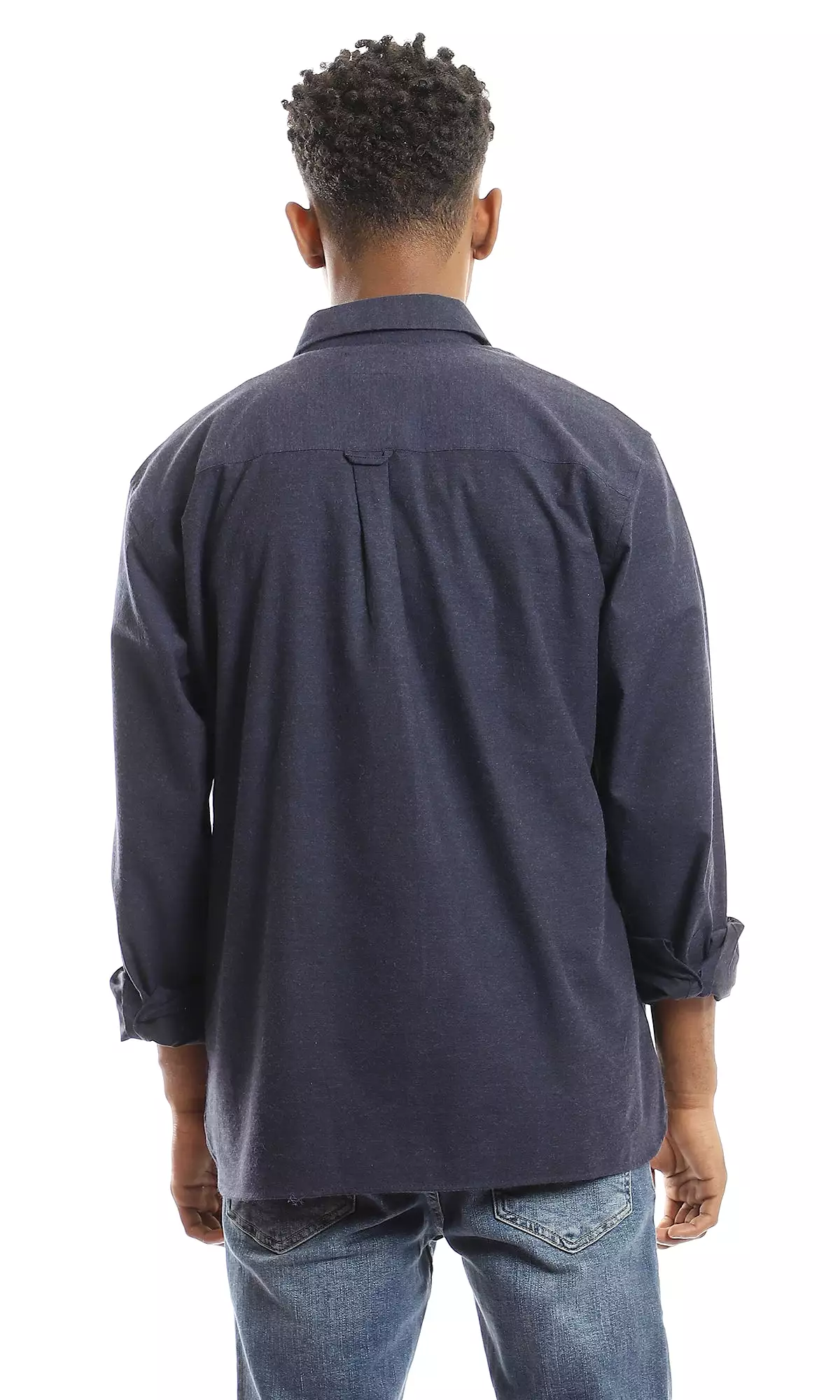 98182 Navy Blue Shirt, Simple Full Buttoned Design