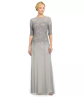 Adrianna Papell 91863330 Sequin Embellished Gown - Mist, Size 12 - Available