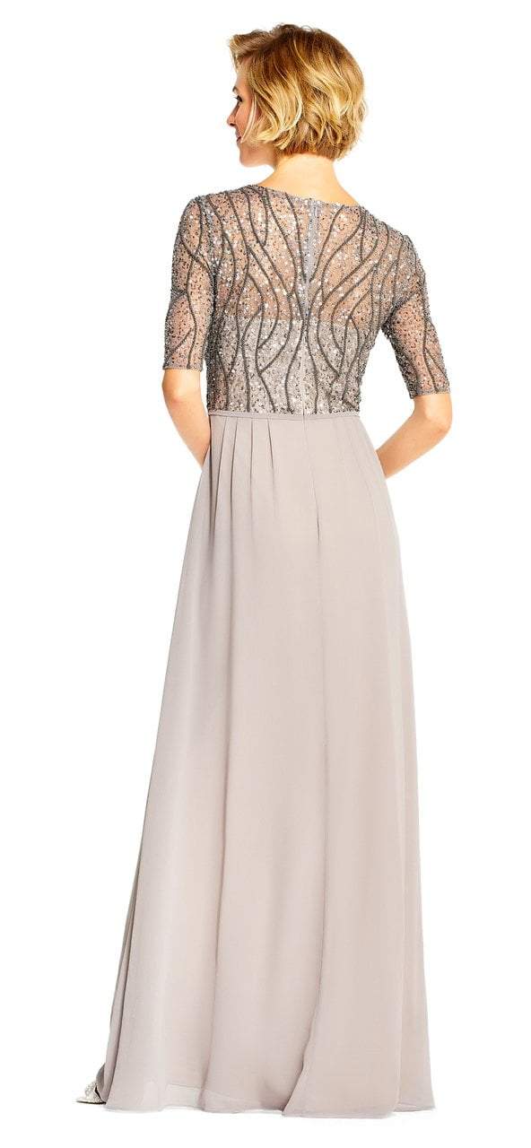 Adrianna Papell beaded chiffon gown with elbow sleeves - AP1E202210.