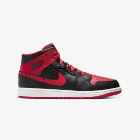 Air Jordan 1 Mid Black Fire Red White for sale.