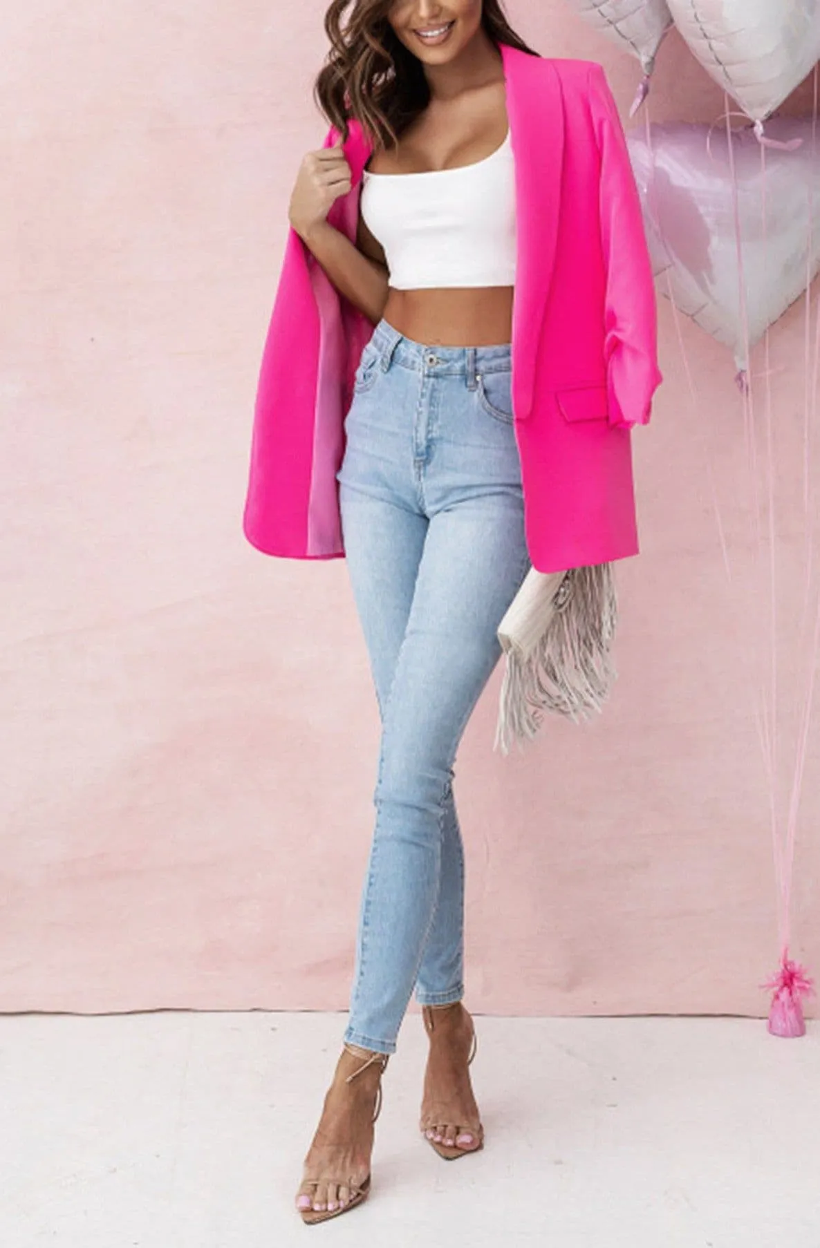 Always Sassy Blazer Oversized Carerra Blazer Jacket Stone