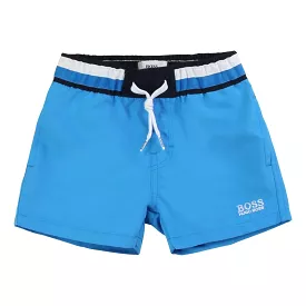 Aqua Blue Swim Shorts with Embroidered Design