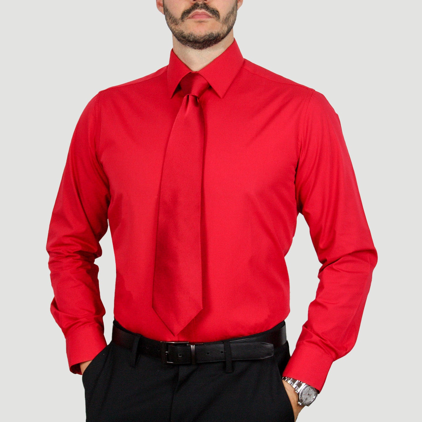 Arturo Plus Size Red Dress Shirt - Modern Fit - Long Sleeve (4XL-6XL)