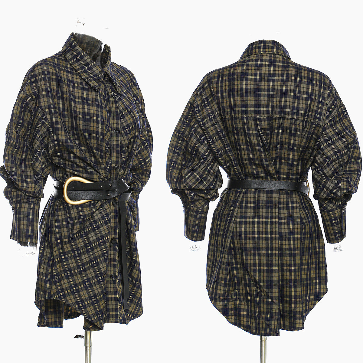 Ashore Plaid Shirt Dress With Belt - Shop Now