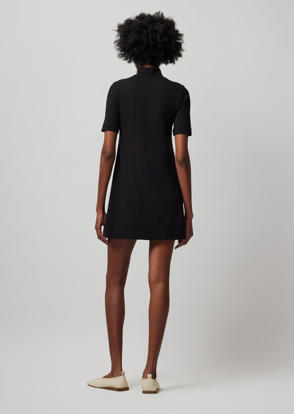 ATM Black Zip Front Pima Cotton Dress