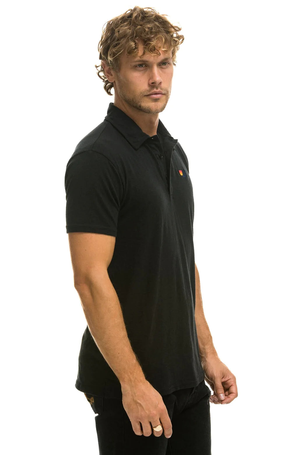 aviator nation black polo shirt