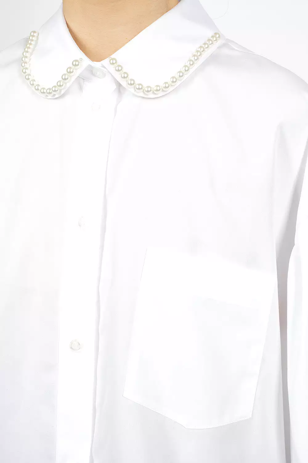 Beaded Sleeve Shirt White/Pearl