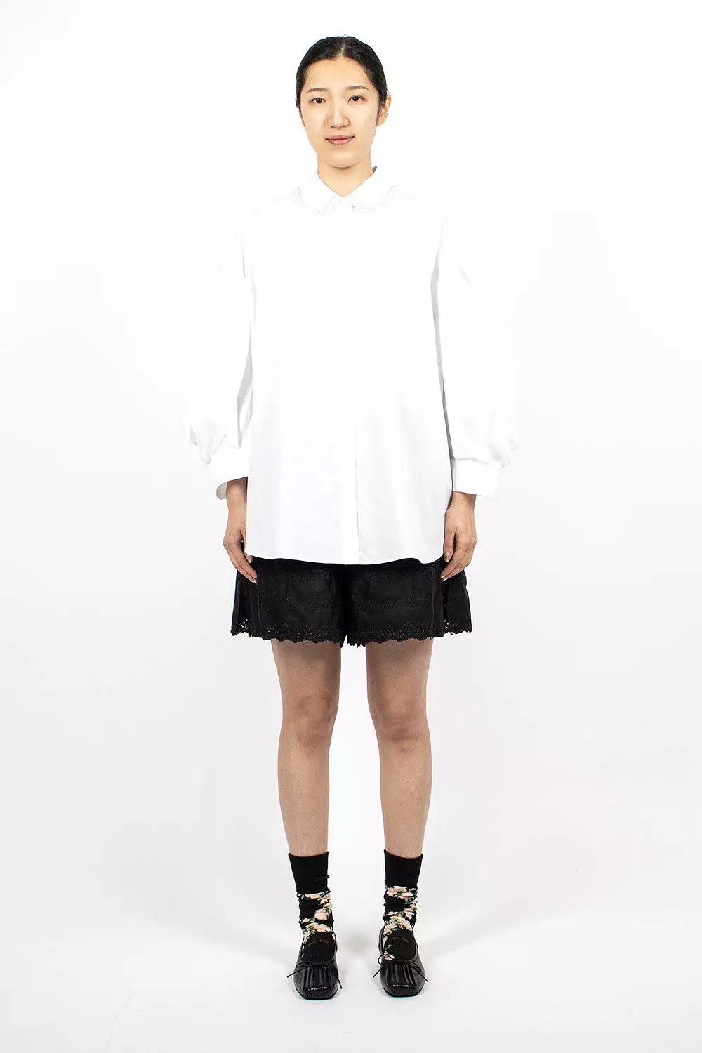 Beaded Sleeve Shirt White/Pearl