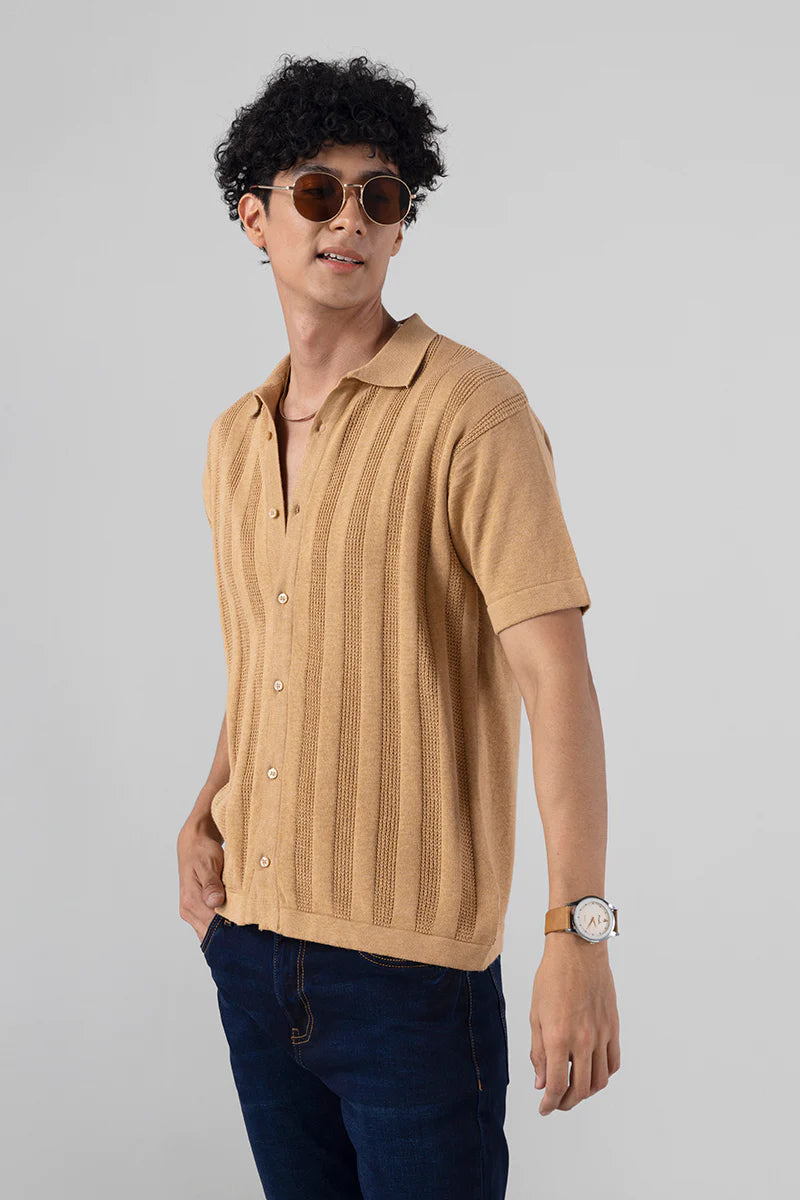 Beige shirt - elegant, serene, knit