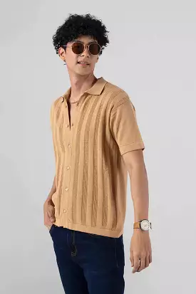 Beige shirt - elegant, serene, knit