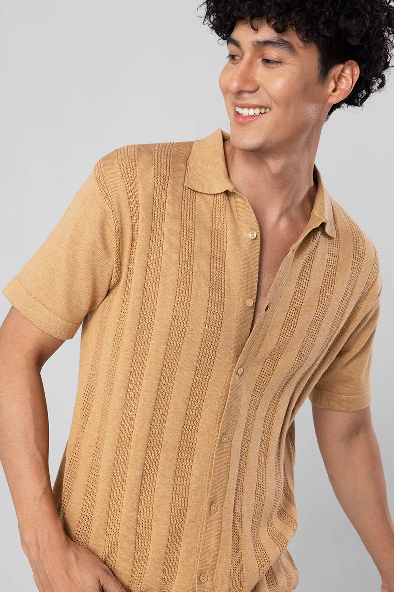 Beige shirt - elegant, serene, knit