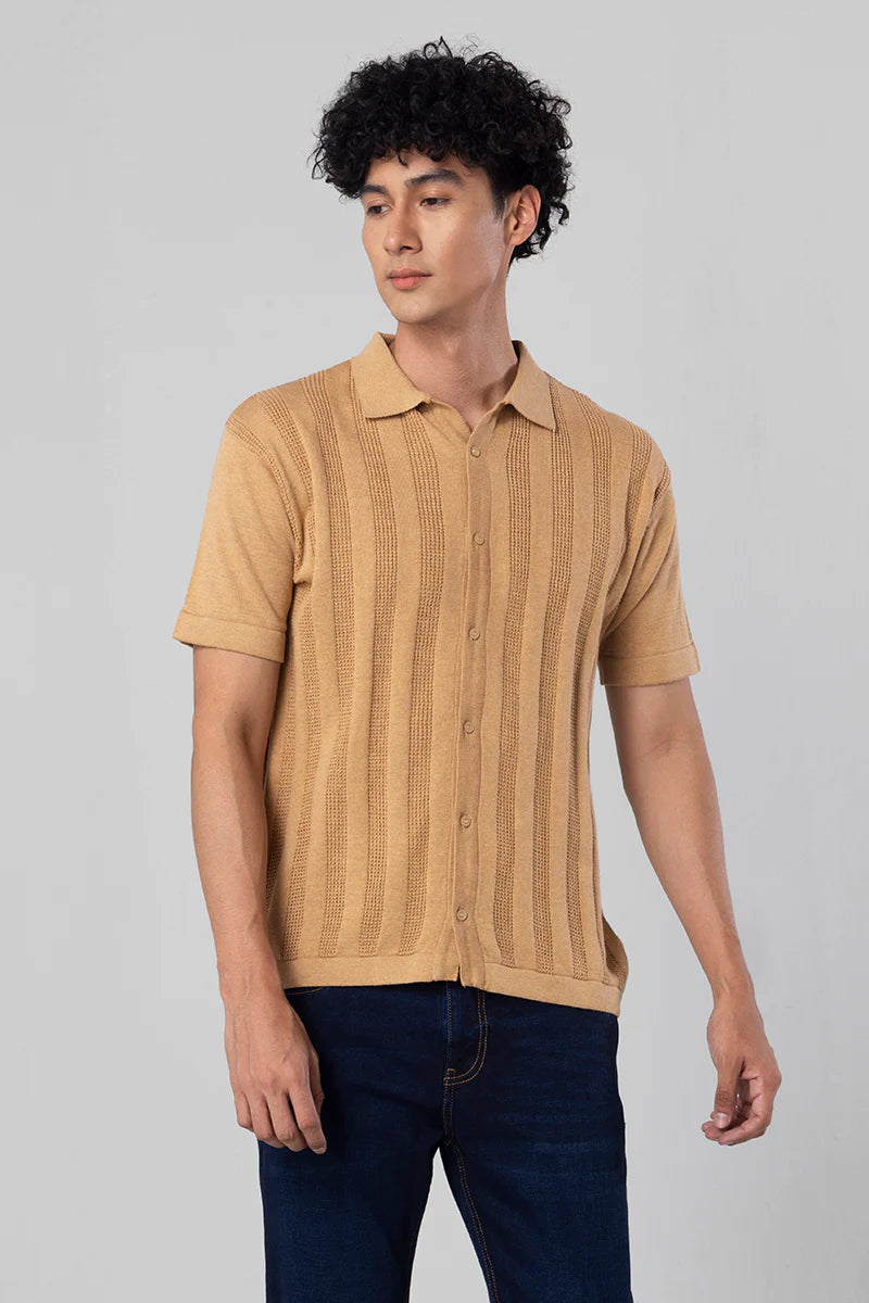 Beige shirt - elegant, serene, knit