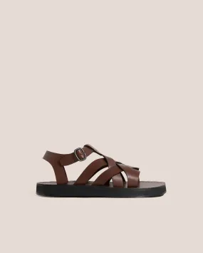 BELTRA FISHERMAN SANDAL / CAPPUCCINO - Women's leather fisherman sandal in cappuccino color