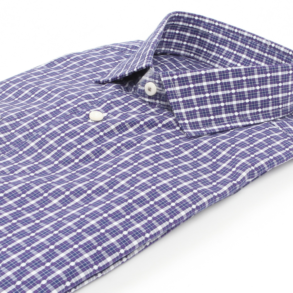 BEN SHERMAN - Dobby Check Modern Slim Fit Shirt - Navy Plum