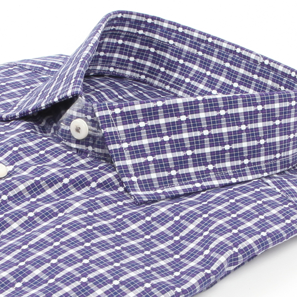 BEN SHERMAN - Dobby Check Modern Slim Fit Shirt - Navy Plum