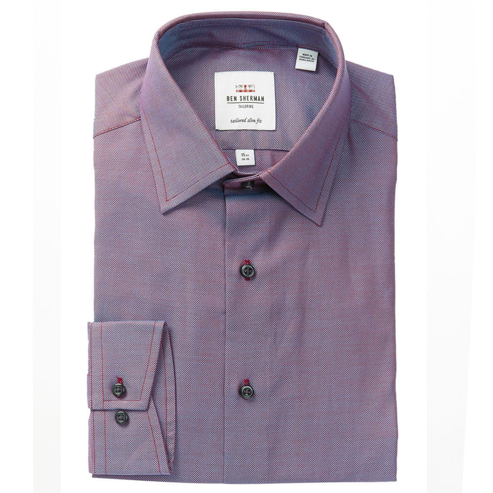 BEN SHERMAN Wine Blue Royal Oxford Shirt