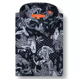 Big and Tall Men's Paisley Dress Shirt - Black - available at TALLIA