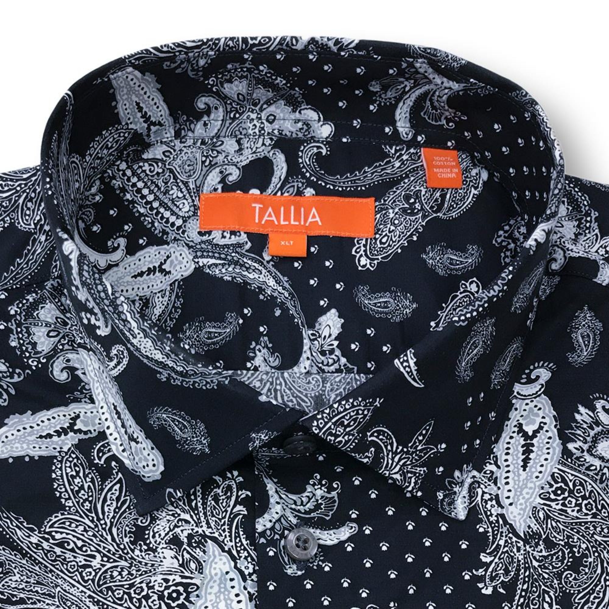 Big and Tall Men's Paisley Dress Shirt - Black - available at TALLIA