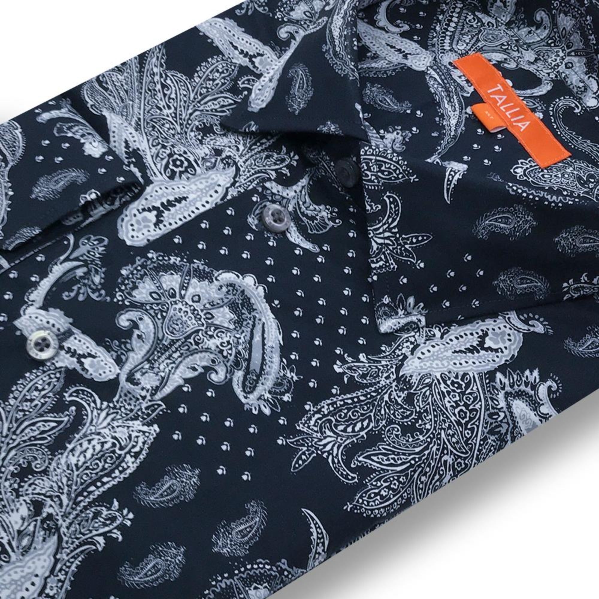 Big and Tall Men's Paisley Dress Shirt - Black - available at TALLIA