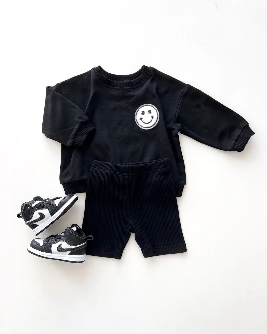 Black Biker Shorts Set