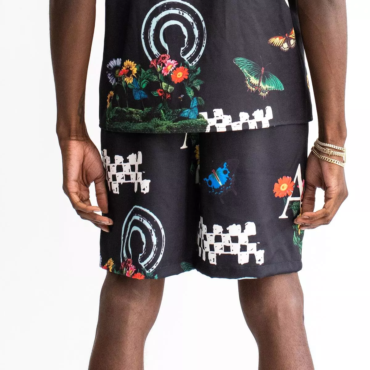 black bloom shorts