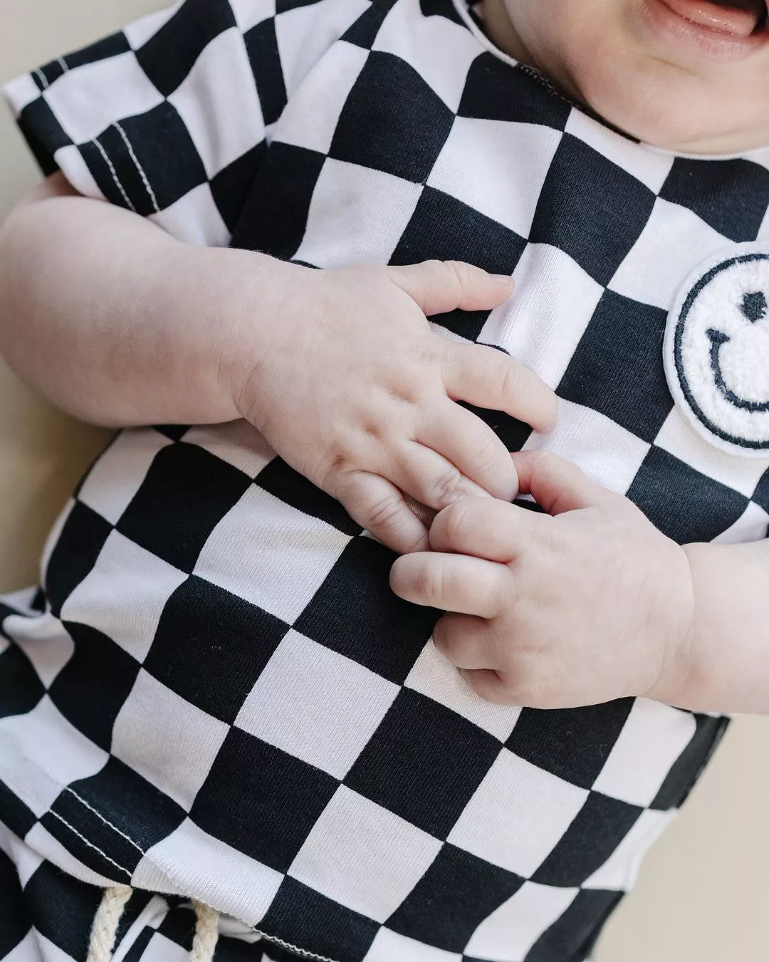 Black Checkered Shorts Set