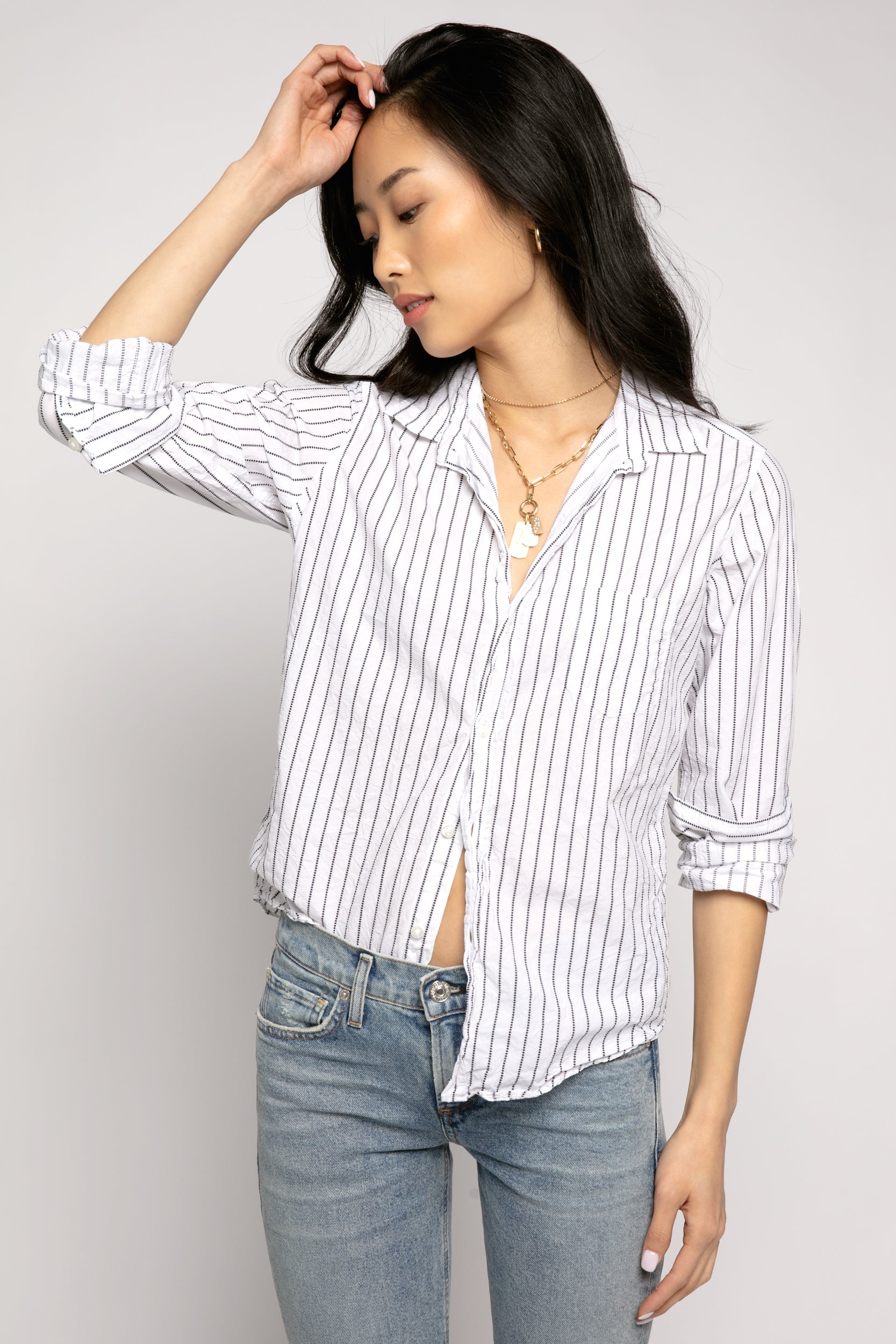 Black Dotted Stripe Barry Button Down Shirt