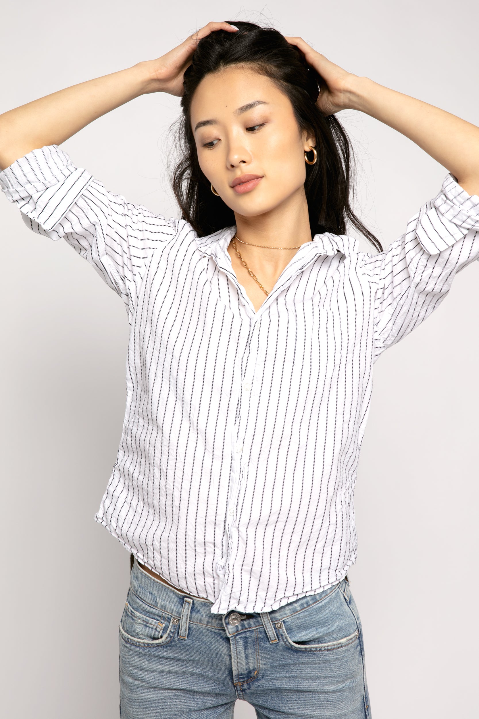 Black Dotted Stripe Barry Button Down Shirt