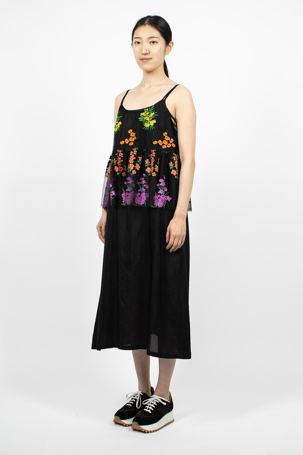 Black Floral Dress with Overlay