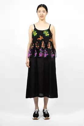 Black Floral Dress with Overlay