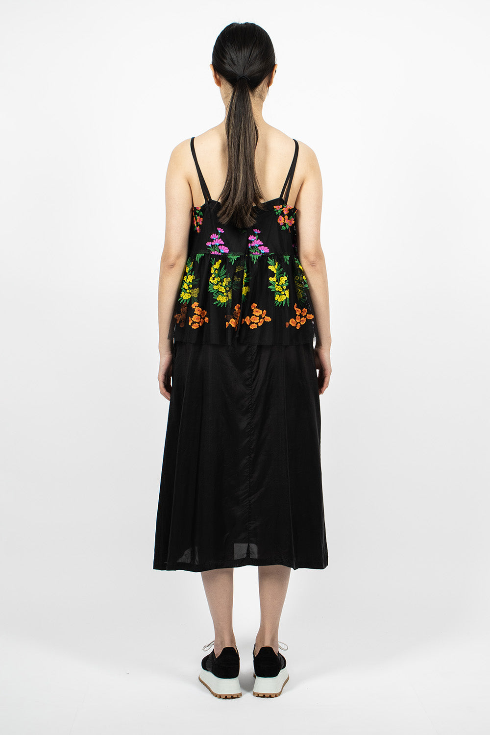 Black Floral Dress with Overlay