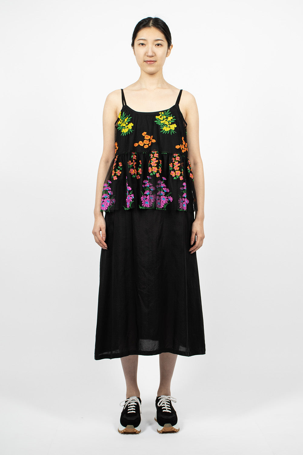 Black Floral Dress with Overlay