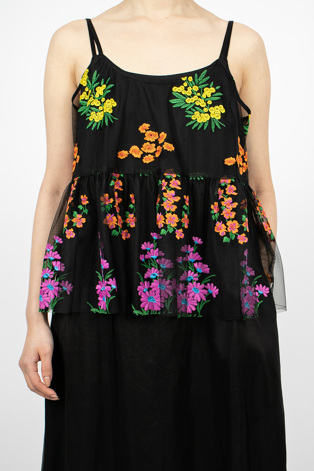 Black Floral Dress with Overlay