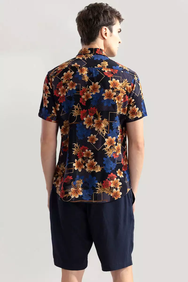 Black floral shirt