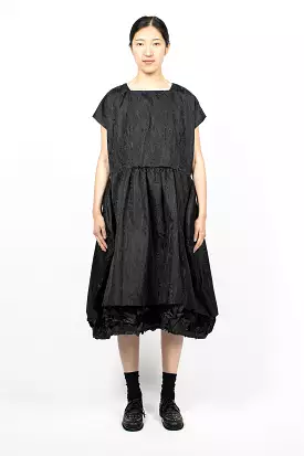 Black Jacquard Ruffle Dress