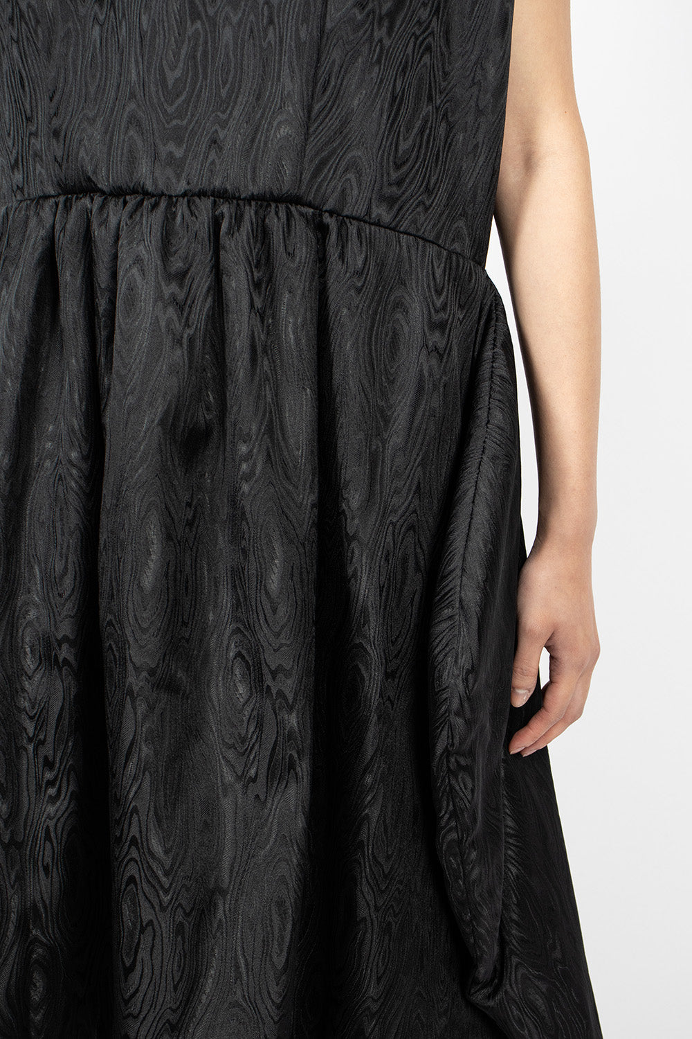 Black Jacquard Ruffle Dress