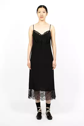 Black Lace Trim Slip Dress