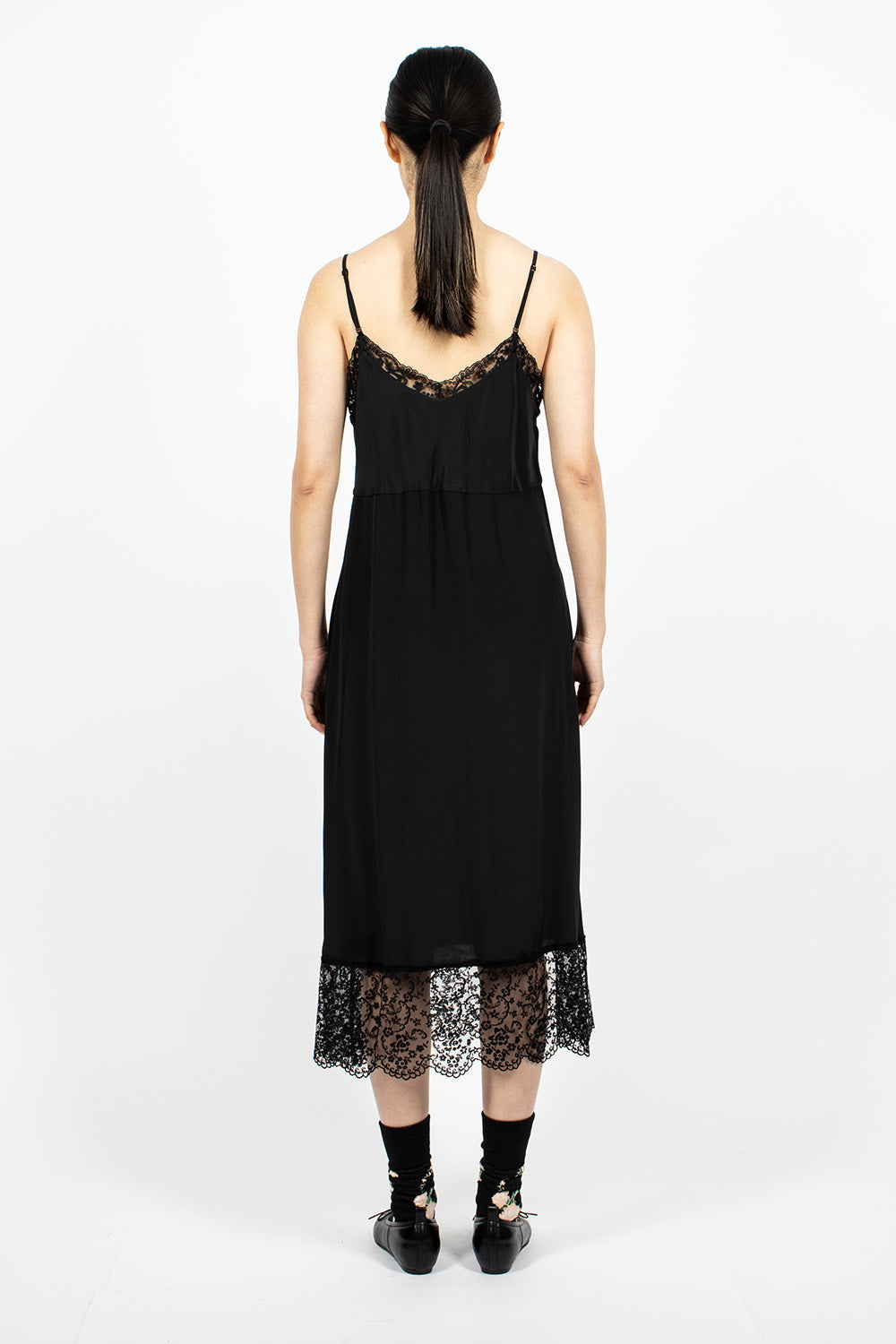 Black Lace Trim Slip Dress