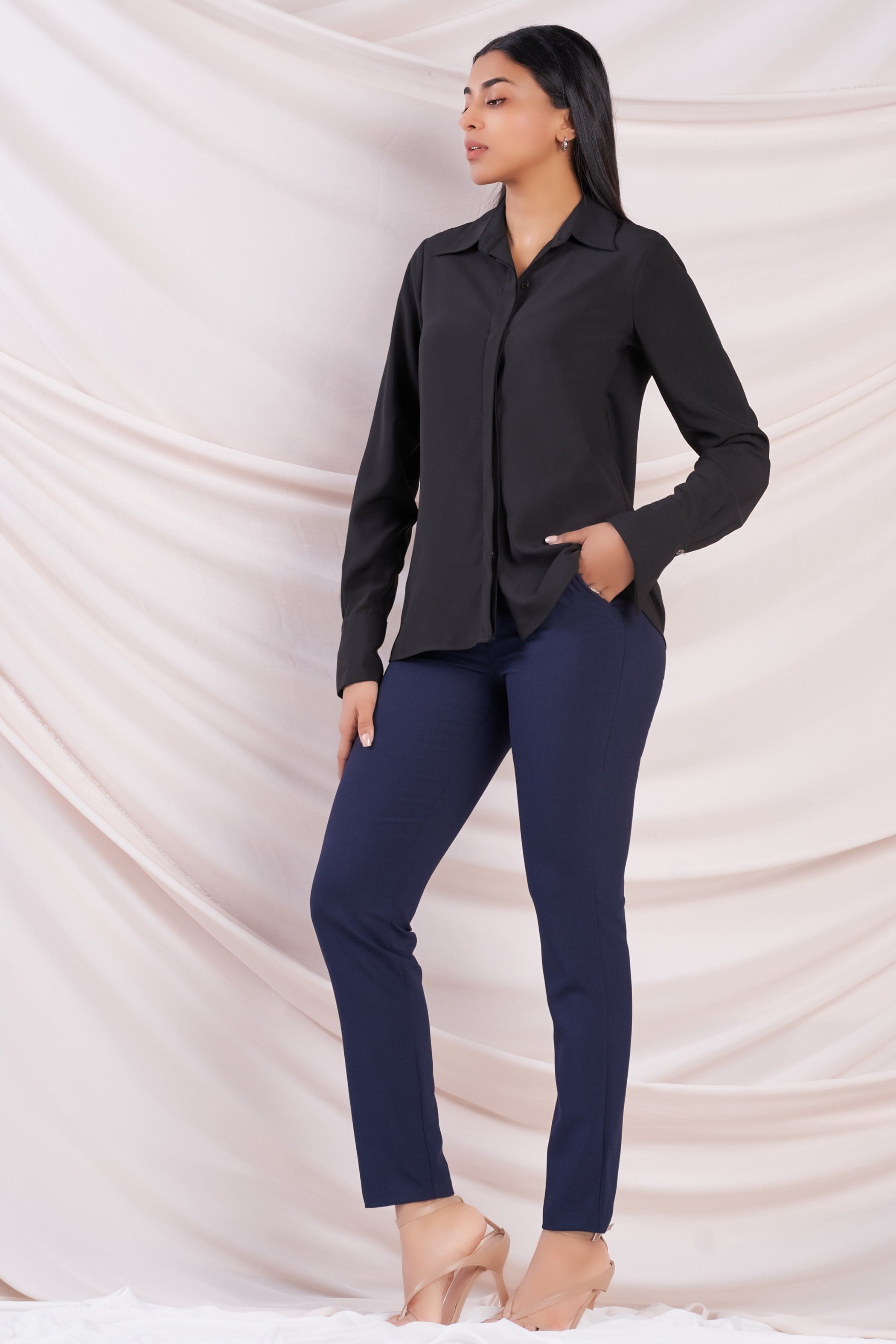 Black Long Sleeve Shirt - Women's, Men's, Slim Fit - Buy Online