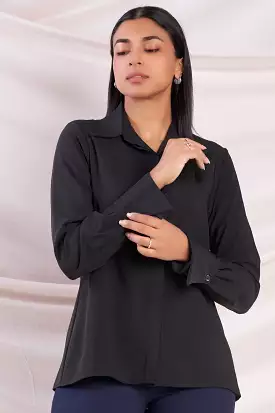 Black Long Sleeve Shirt - Women's, Men's, Slim Fit - Buy Online