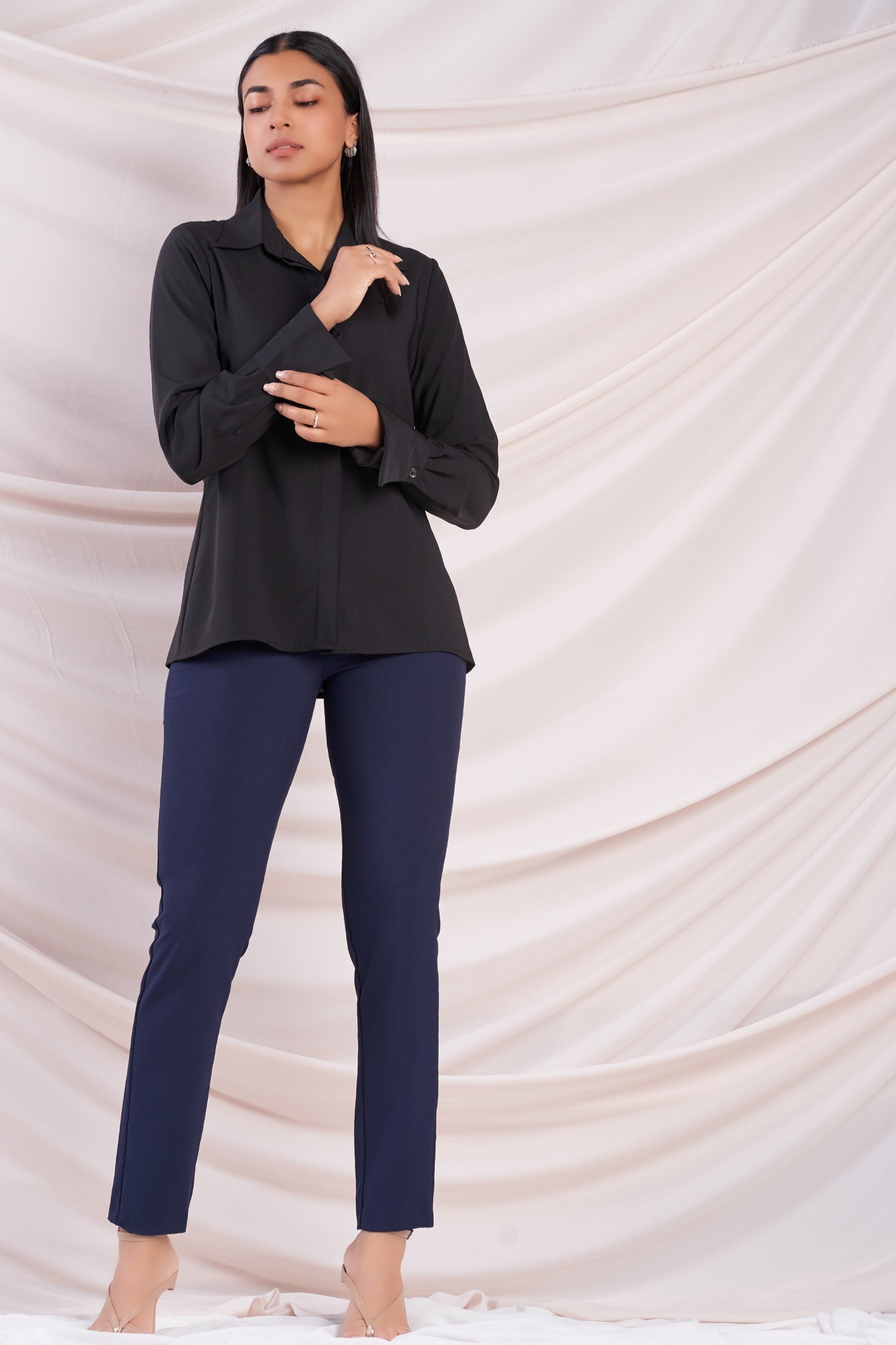 Black Long Sleeve Shirt - Women's, Men's, Slim Fit - Buy Online