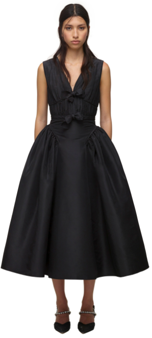 Black Midi Dress with Bow