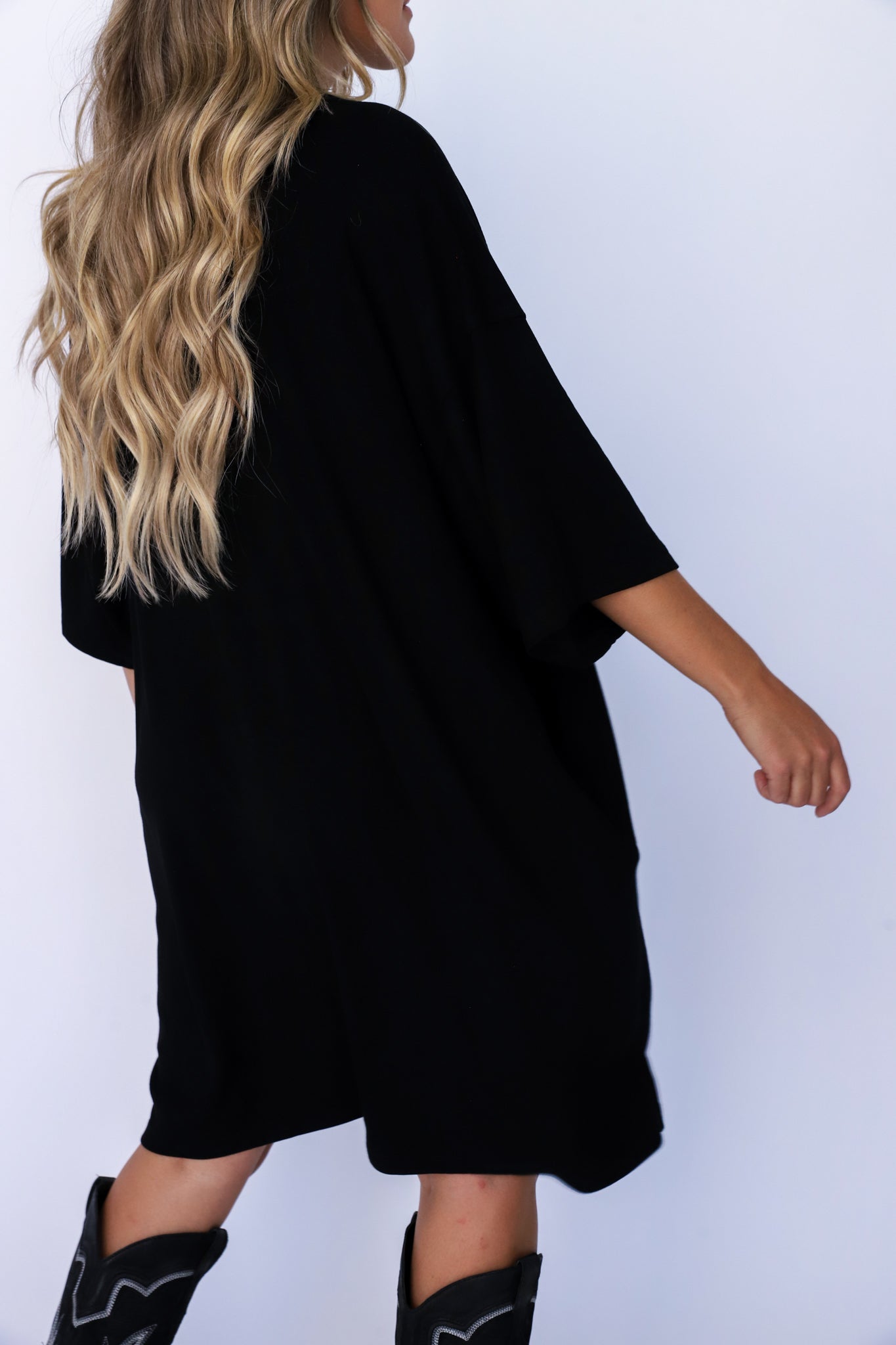 Black Out Of Pocket Dress.