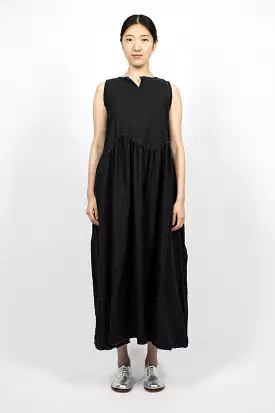 Black raw cut pinafore dress