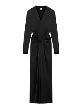 Black satin knot dress