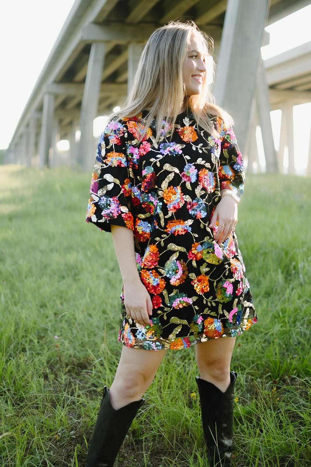 Black Sequin Shirt Dress